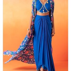 Chic Indo Western Royal Blue Set